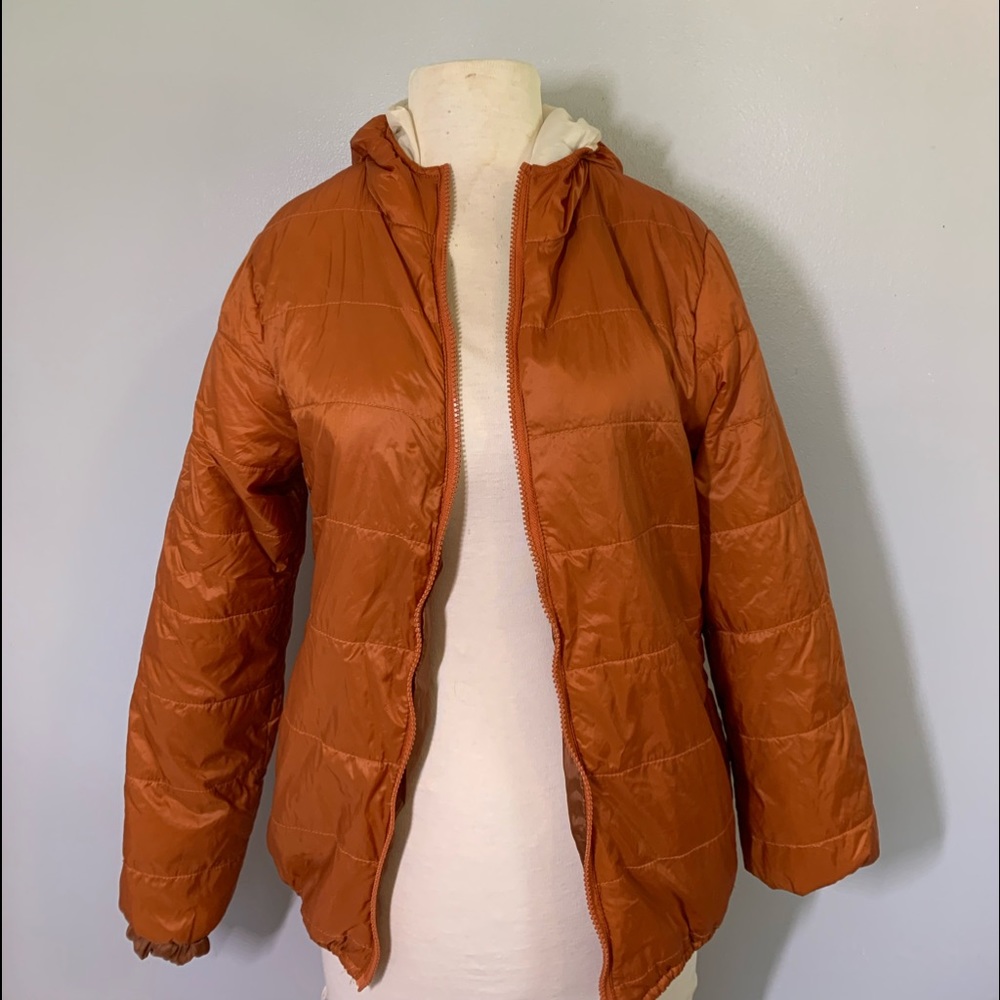 Burnt orange puff coat women’s size medium